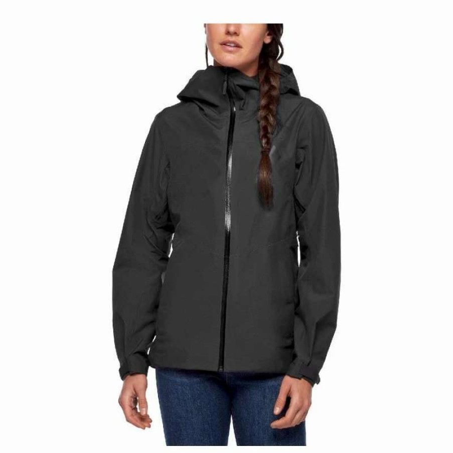 Femme * | Sortie Diamond Liquid Point Shell Veste Impermeable Femme Black